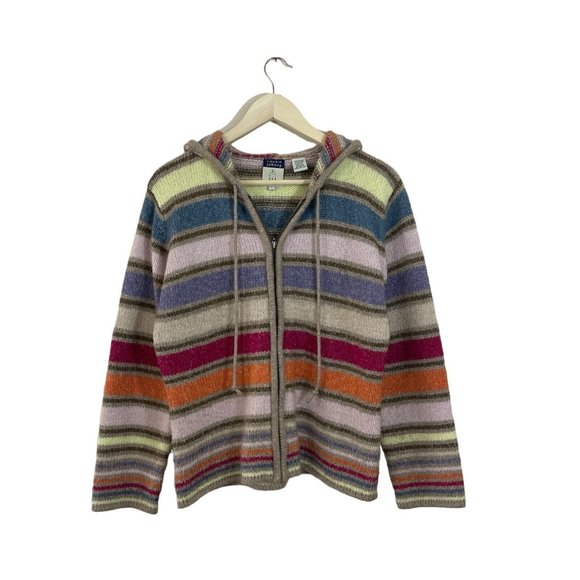 Anthropologie Sweaters - Anthropologie Cousin Johnny Large Sweater Full Zip Hooded Wool Womens